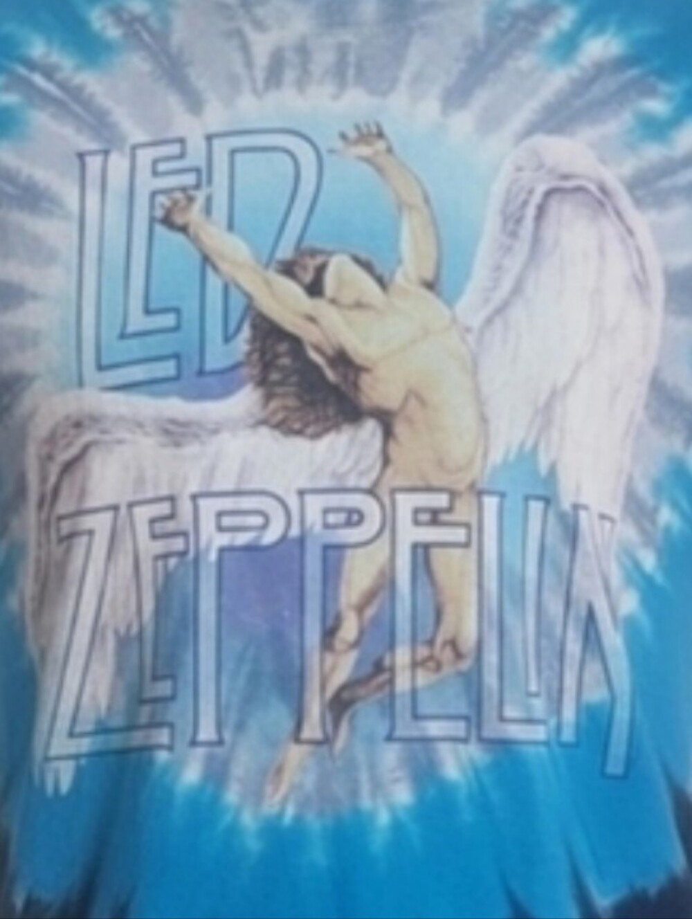 Led Zeppelin Icarus Tie Dye Graphic Band Tee Blue Purple Rock T-Shirt Size L